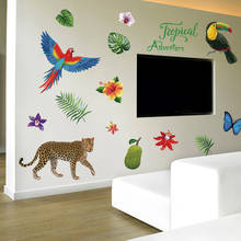 Animales coloridos pegatinas de pared de aves leopardo mariposa pantalla TV sofá Fondo decoración Mural calcomanías murales para la decoración de la habitación de los niños 2024 - compra barato