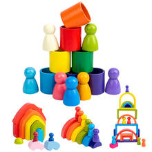 Bloques de construcción arqueados de madera para niños, juguetes educativos Montessori, apilamiento, equilibrio, juego Jenga, Educación Temprana 2024 - compra barato