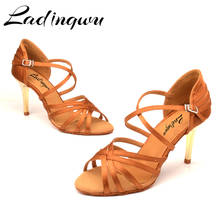 Ladingwu-zapatos profesionales de Salsa latina para mujer, calzado de baile de salón, Tango, Samba, suave, 7,5 cm/8,5 cm 2024 - compra barato