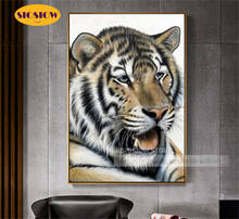 Pintura completa de animais com ponta de tigre 5d, faça você mesmo, ponto cruz, conjunto de mosaico redondo, bordado, decoração moderna para casa 2024 - compre barato