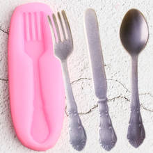Spoon Fork Knife Silicone Mold DIY Baking Party Cupcake Topper Fondant Cake Decorating Tools Candy Clay Chocolate Gumpaste Mould 2024 - buy cheap