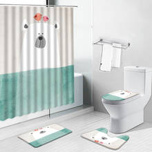 Animal dos desenhos animados urso polar pássaro chuveiro cortinas unicórnio coruja elefante alpaca cortina do banheiro banho tapete capa de vaso sanitário conjuntos 2024 - compre barato