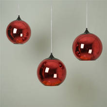 Lámpara colgante LED de bola de cristal roja, accesorios de cocina, Bar, cafetería, moderna, de vidrio galvanizado, decoración de Navidad 2024 - compra barato