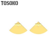 TOSOKO-pendientes de acero inoxidable para mujer, joyería de dos tipos de triángulo, barra Horizontal, dividido, a la moda, BSF423 2024 - compra barato