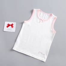 Camisola sem manga para bebês meninas, camiseta feminina de algodão com renda e laço para crianças 2024 - compre barato