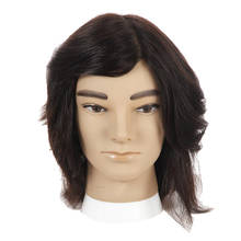 100% Human Hair Mannequin Head, Hairdresser Head, Male Manikin Cosmetology Doll Head - Short Curly Styling, Brown Color 2024 - buy cheap