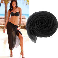 Sexy Solid Mesh Sheer Beach Cover Up Women Sarong Summer Bikini Cover-ups Wrap Skirts Pareo Beach Dress 2024 - buy cheap