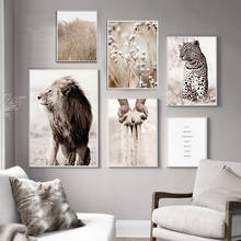 Quadros de parede para decoração, leão, leopardo, flor, planta, mão, areia, citação, nórdico, arte, pintura, parede 2024 - compre barato