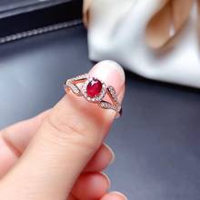 Anel de prata refinada 925 vermelho rubi natural e real, joias com pedras preciosas, joias finas de prata 925 2024 - compre barato