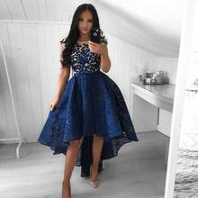Elegant Sheer Short Sleeves High Low Prom Dresses Lace Appliques Hi-Lo Special Occasion Party Gowns Pleated Lace Evening Gowns 2024 - buy cheap