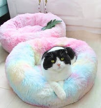 Soft Pet Bed Dog Mats Autumn Winter Warm Plush Kennel Round Shape Sleeping Bag Kennel Cat Puppy Sofa Bed Cushion Comfort mat 2024 - buy cheap