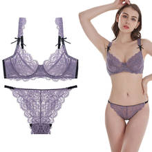 Plus Size Bra Sexy Lace Unlined Underwear Hollow 3/4 Cup Underwire A B C D DD E Cup Bra Set 32 34 36 38 40 42 44 2024 - buy cheap