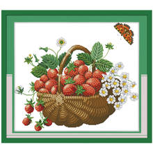 Tempting strawberry fruit counted printed on the canvas  11CT 14CT DIY kit Cross Stitch embroidery needlework Sets home decor 2024 - buy cheap