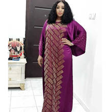 Африканские платья для женщин 2020 размера плюс, Летнее Длинное Платье с алмазным принтом в африканском стиле Дашики, хлопковое мусульманское платье Макси 2024 - купить недорого