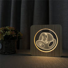 Abstrato design 3d led lâmpada noturna de madeira arylic, lâmpada para decoração de mesa controle de escultura para crianças nas costas da escola