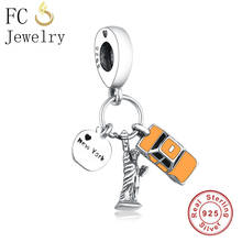 FC Jewelry Fit-pulsera de plata de ley 925, colgante de la Estatua de la libertad de Nueva York, Berloque 2019 2024 - compra barato