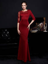 Yidingzs vestido de noite, elegante, borgonha, apliques grânulos, transparente, tule de manga comprida 2024 - compre barato