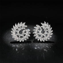 Luxury Famale Gold Stud Earrings Korean Elegant Rhinestone Earrings For Women Crystal Dainty Wedding Small Earrings 2024 - buy cheap