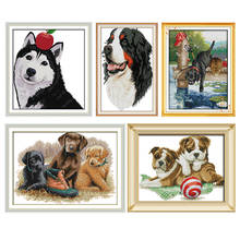 Todos os tipos de cachorros estampados padrão animal ponto cruz kits 11ct14ct contagem artesanato dmc costura artesanal bordado conjunto bordado 2024 - compre barato