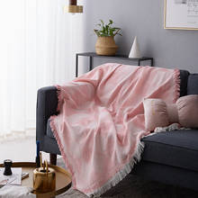 Розовое вязаное кресло для девушек, одеяло для отдыха, покрывало для кровати, женское уличное пляжное песчаное полотенце, накидка на диван, плед 2024 - купить недорого