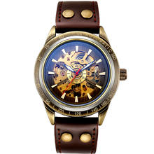Fashion Vintage Bronze Skeleton Watches Men Mechanical Watches Steampunk Automatic Watches Man Clock montre homme SHENHUA 2024 - buy cheap