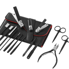 Qmake 15pcs Stainless Steel Pedicure Professional Nail Clipper Set Cuticle Eagle Hook Tweezer Manicure Beauty Tools Kit PU Bag 2024 - buy cheap