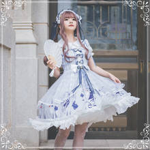 Japanese sweet lolita dress vintage lace bowknot cute printing princess victorian dress kawaii girl gothic lolita jsk loli cos 2024 - buy cheap