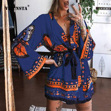Women Elegant Sexy V Neck Party Dress Summer Fashion Butterfly Printed Beach Mini Dress Casual Loose Long Sleeve Dresses Vestido 2024 - buy cheap