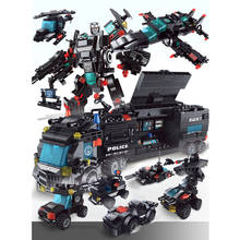 740 + шт городская полиция строительные блоки 8 Мини фигурки модель робота игрушки машина SWAT штаб-квартира мальчиков кирпичи для тележки 2024 - купить недорого