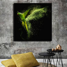 RELIABLI-pintura en lienzo de loro volador verde para decoración de sala de estar, carteles e impresiones de pared del hogar, sin marco 2024 - compra barato