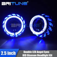 Lentes para faróis dupla espiral anjo olhos bixenon projetor h1 hid led 2.5 polegada lente h4 h7 luzes do carro acessórios tuning 2024 - compre barato