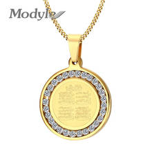 Modyle Gold Silver Color Muslim Islamic Hajj Umrah Monogram CZ Stone Stainless Steel Pendant Necklace for Man 2024 - buy cheap