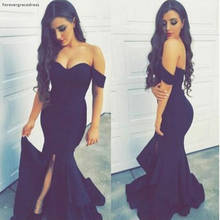 Off The Shoulder Navy Blue Long Prom Dress High Quality Backless Saudi Arabia Dubai Party Dress Formal Event Gown 2024 - buy cheap