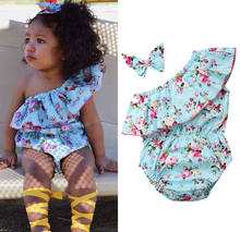 Pelele Floral con hombros descubiertos para niña, traje de sol con diadema, ropa para bebé de 0 a 24 meses 2024 - compra barato