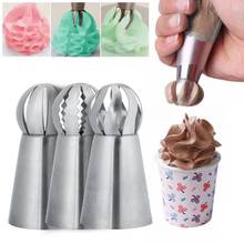 3 Pcs 1 Set Stainless Steel Flower Mouth Cream Pastry DIY baking tools spherical cream decorating mouth Nozzles Bag Cupcake Tool 2024 - buy cheap