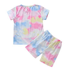 2pcs Kids Suit Set Girls Tie-Dye Print Round Collar Short Sleeve T-Shirt+ Short Pants for Summer 1-7 Years 2024 - buy cheap