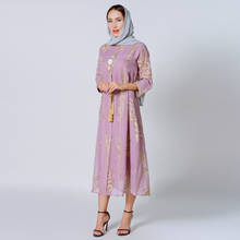 Дубай женские вышитые вечерние мусульманское платье Высокое качество жоржет кафтан модные Ближнего Востока женские ужин длинное платье в пол 2024 - купить недорого