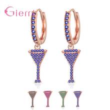 Fashion 925 Sterling Silver Rhinstone Champagne Glass Drop Earring for Women Ladies Cubic Zircon Cup Earrings Jewelry Party Gift 2024 - buy cheap