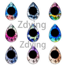 Zdying-Ojos de gato coloridos hechos a mano con forma de gota, cabujón de cristal, foto, Base plana, bandeja en blanco, accesorios de joyería DIY 2024 - compra barato