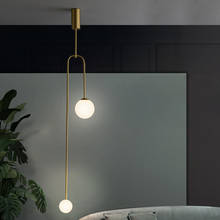 Lámpara colgante de bola de cristal moderna para dormitorio/Hotel, luz nórdica colgante dorada, Art Deco, para interior del hogar 2024 - compra barato