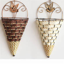 Natural Wicker Flower Basket Wall Hanging Pot Planter Rattan Vase Basket Decor Props Pendants Ornaments 2024 - buy cheap
