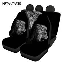 INSTANTARTS 3D Animal Lion Pattern Comfortable Front and Back Vehicle Seat Covers Universal Car Interior Seat Covers Washable 2024 - buy cheap