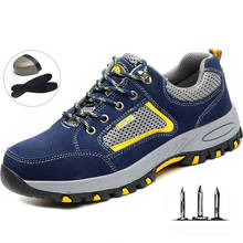 Sapatas de segurança do trabalho dos homens do verão sapatos de segurança anti-perfuração anti-punctura botas de trabalho de couro ao ar livre sapatos de treinamento 2024 - compre barato