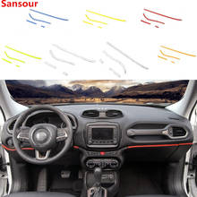 Sansour abs 4 pc interior do carro controle central forth traço placa decoração adesivos para jeep renegado 2015-2017 estilo do carro 2024 - compre barato