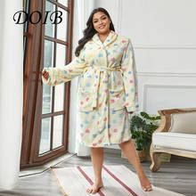 DOIB Women Flannel Kimono Robe 2020 Winter Autumn Plus Size Print Warm Bathrobe Robe Oversize Night Sexy Robes Nightgown 2024 - buy cheap