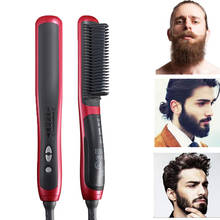 Cepillo alisador de barba para hombre, peine eléctrico de pelo, alisado rápido, accesorios para hombres, gorra de exposición, 30 segundos 2024 - compra barato