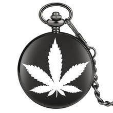 Pocket Watch Maple Leaf Design Smooth Black Quartz Pendant Pocket Clock Gifts for Men Women 2024 - buy cheap