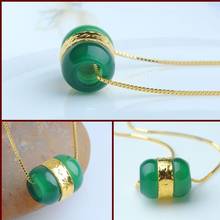 Hot Sale 24k Yellow Gold Foiled Perfect Green Jade Loose Bead / Pendant 2PCS 2024 - buy cheap