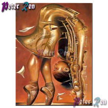 Pintura de diamantes 5d Diy de chica con saxofón, cuadro bordado de punto de cruz cuadrado/redondo, regalo de decoración de chica moderna 2024 - compra barato
