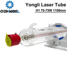 Yongli h1 70-75w comprimento do tubo do laser do co2 1100 dia.60mm embalagem da caixa de madeira para a máquina de gravura do laser do co2 2024 - compre barato